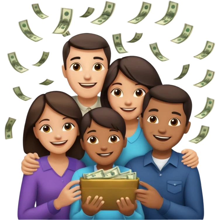 money around a family of four emoji