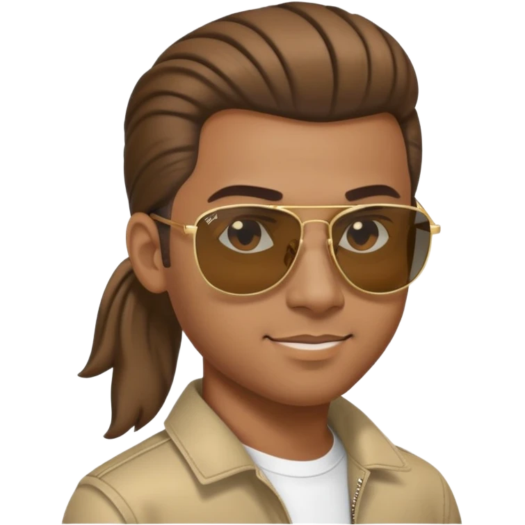 Light brown skin man with Ponytail hair and Rayban sunglasses emoji