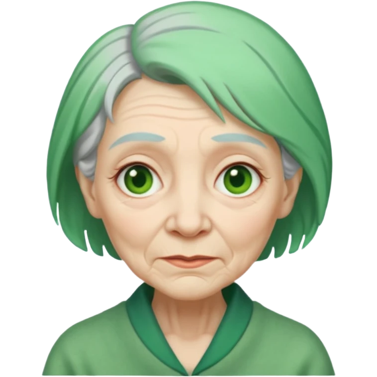 green hair old woman emoji