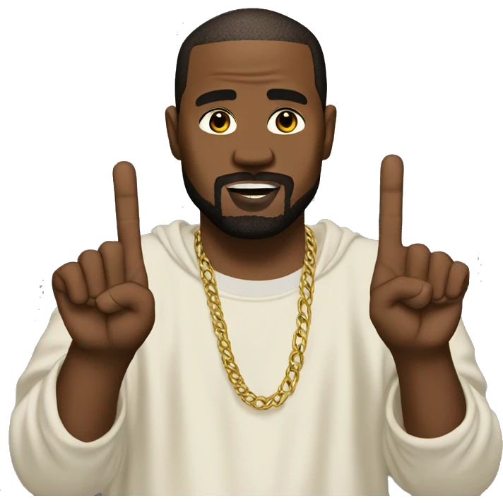 Kayne west holding up four fingers emoji