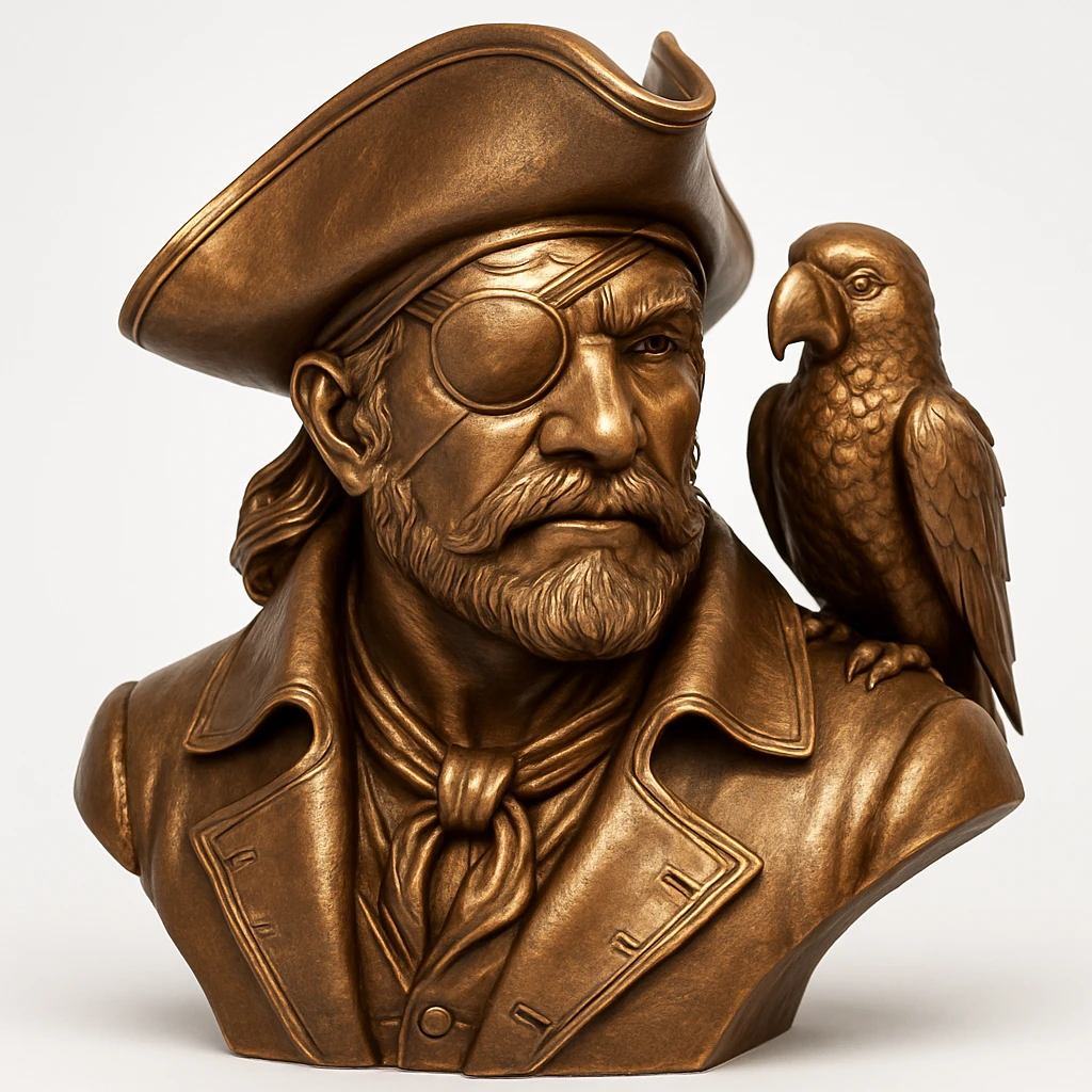 pirate with eye patch and parrot emoji