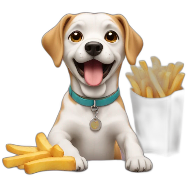 dog eating fries emoji