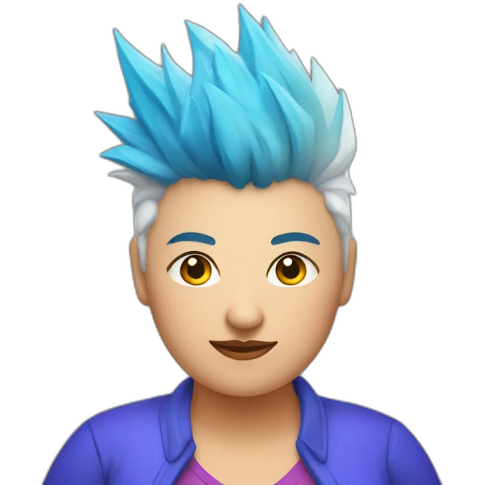 Older fat lesbian Chilean very short spiky bright blue hair emoji