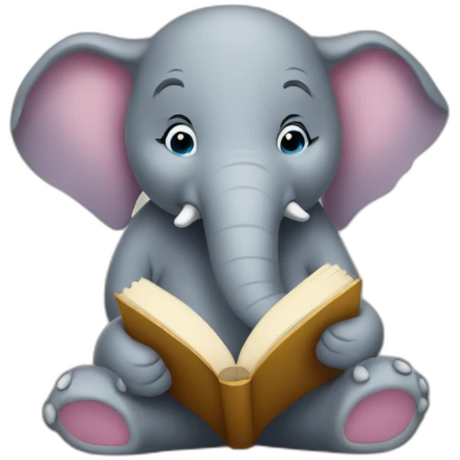 Elephant reading a book emoji