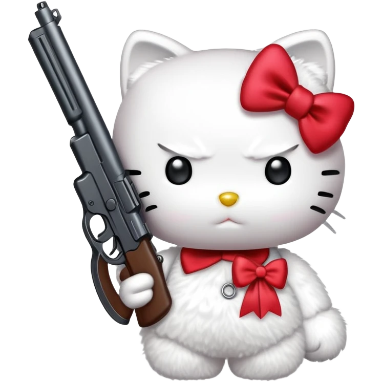 Hello kitty with a gun emoji