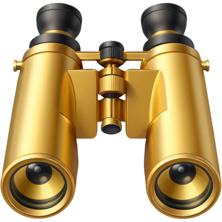 gold binoculars with large lenses simple eye holes and straight shaft and transparent background emoji