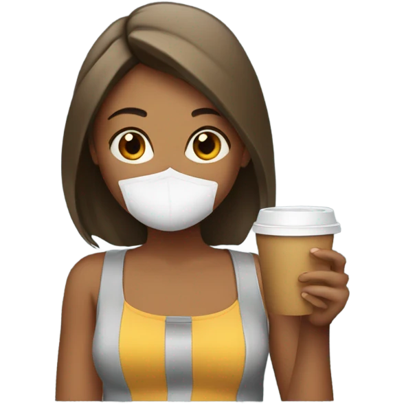 Girl drinking a coffee and holding a cigarette  emoji