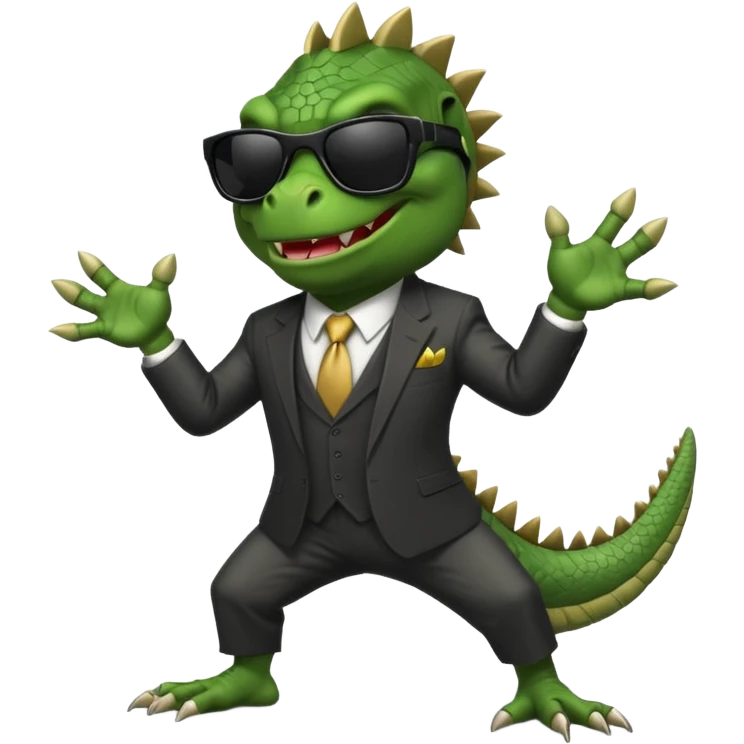 capitalist iguana banker godfather with black sunglasses breakdance no problem emoji
