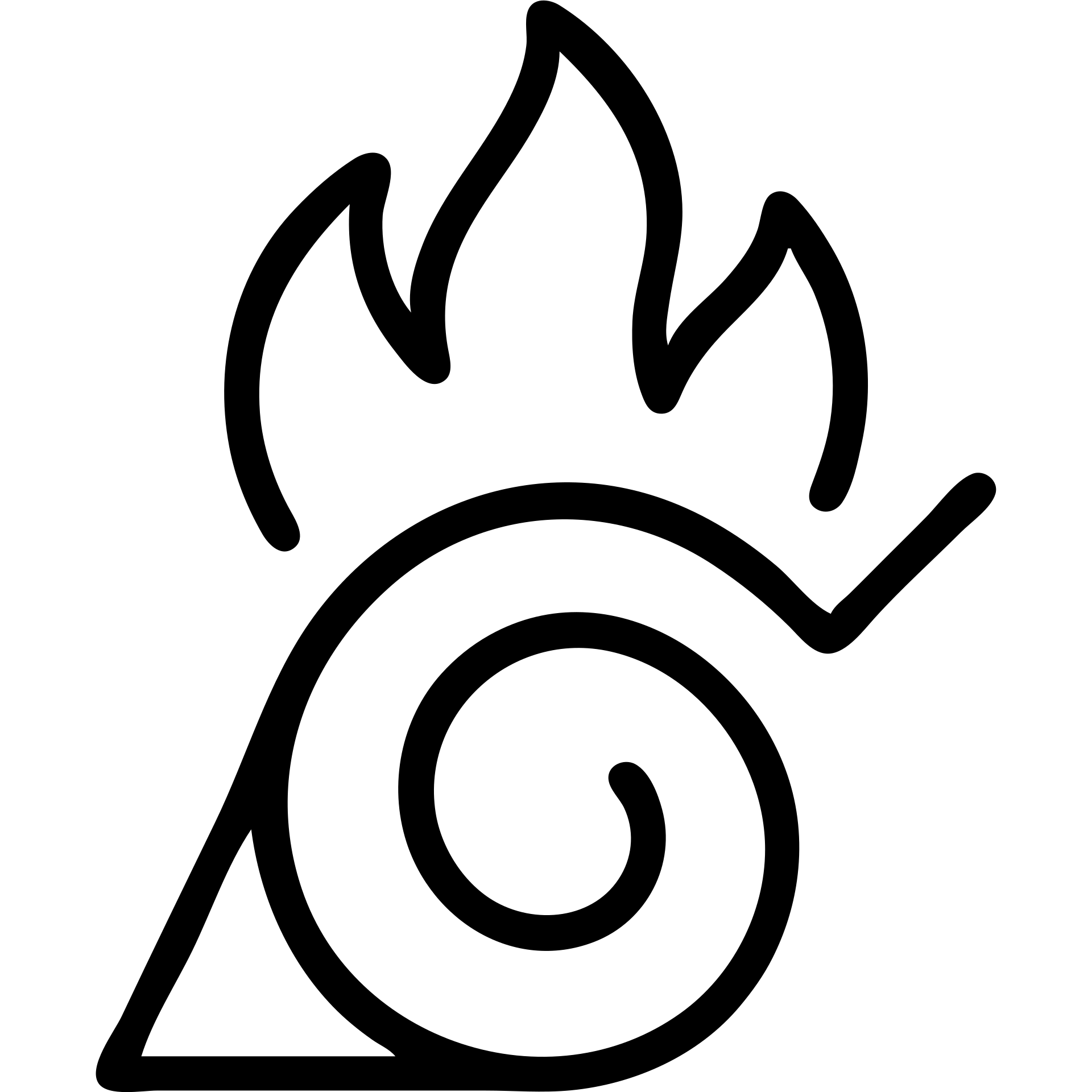 black icon with Naruto fire symbol, outline style emoji