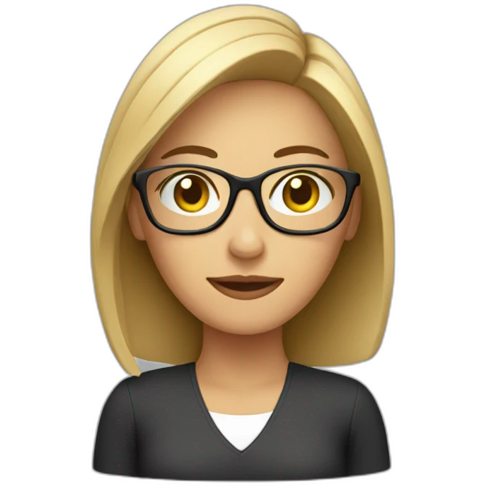 Woman with glasses at computer emoji