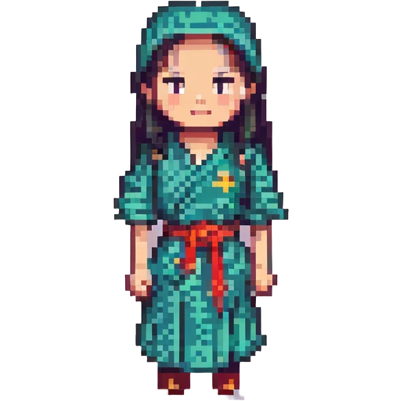 portrait of a Vietnamese girl, pixel art style, 8-bit, retro video game character emoji