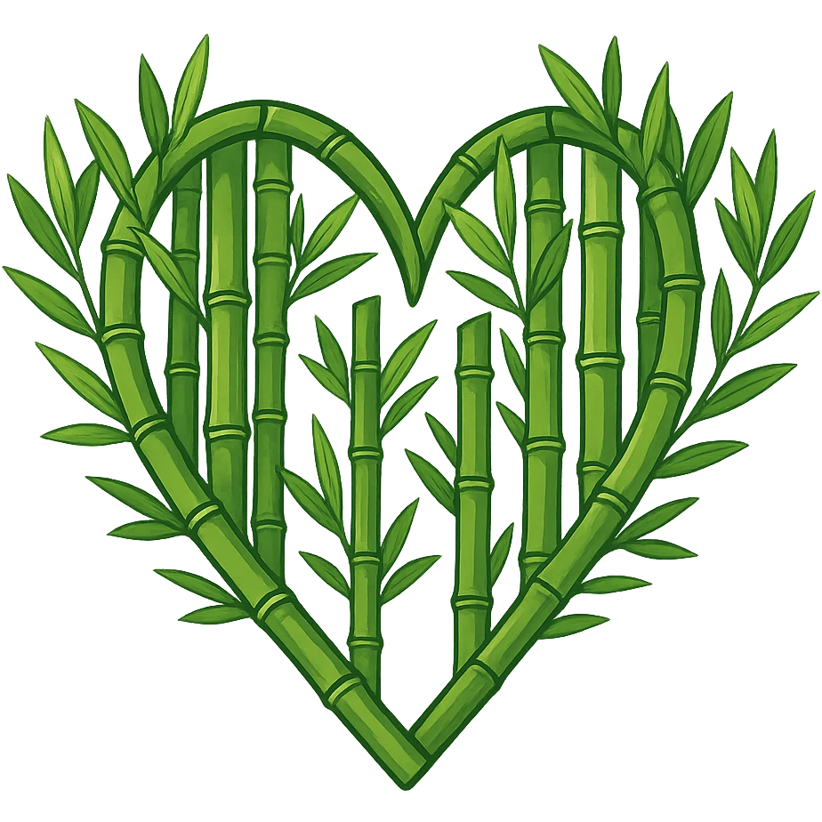 heart with a bamboo forest theme, clean digital illustration emoji
