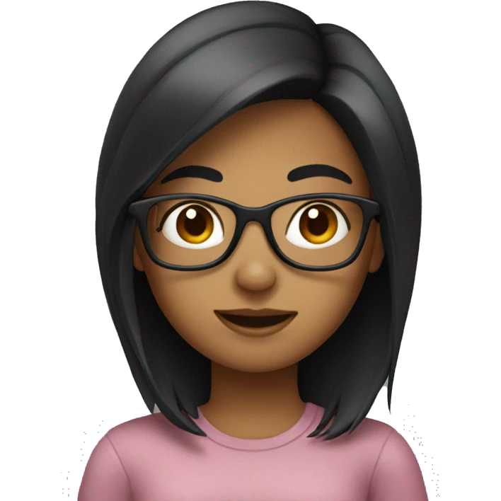 Girl with dark hair glasses emoji