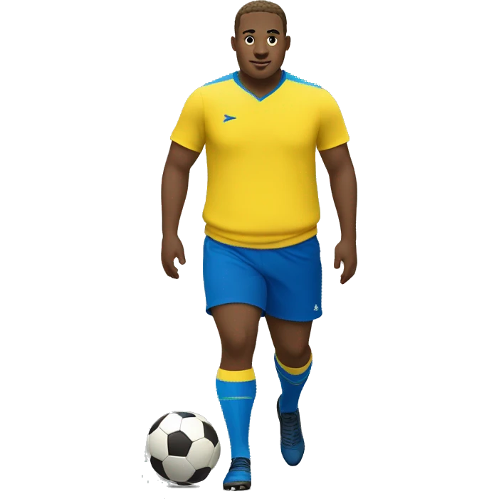 White Fat soccer player in yellow shirt and blue shorts and blue socks emoji