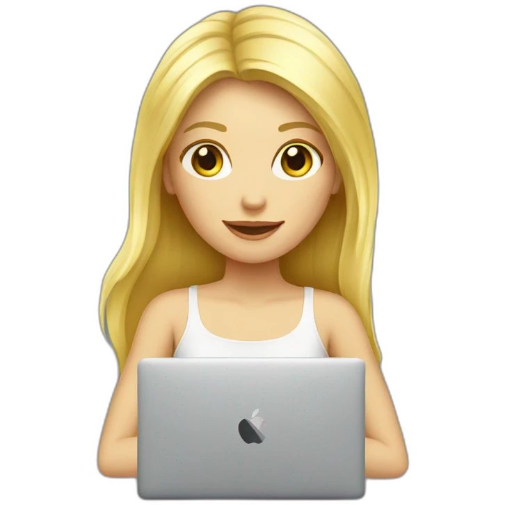 blond-girls-with-MacBook emoji