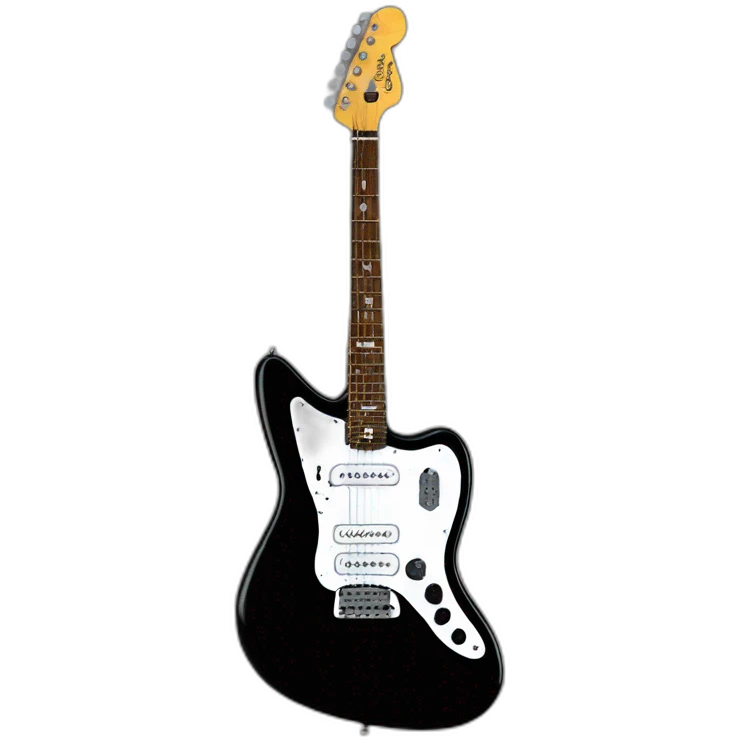 hyper realistic black fender jaguar guitar with single coils pickup and black pickguard emoji