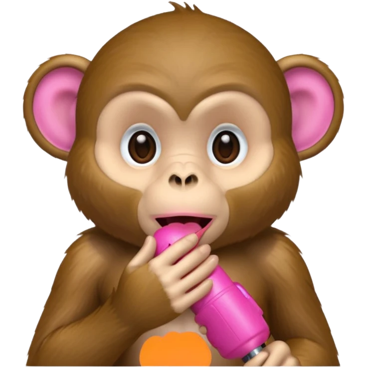 A monkey covering his mouth but with a sextoy emoji