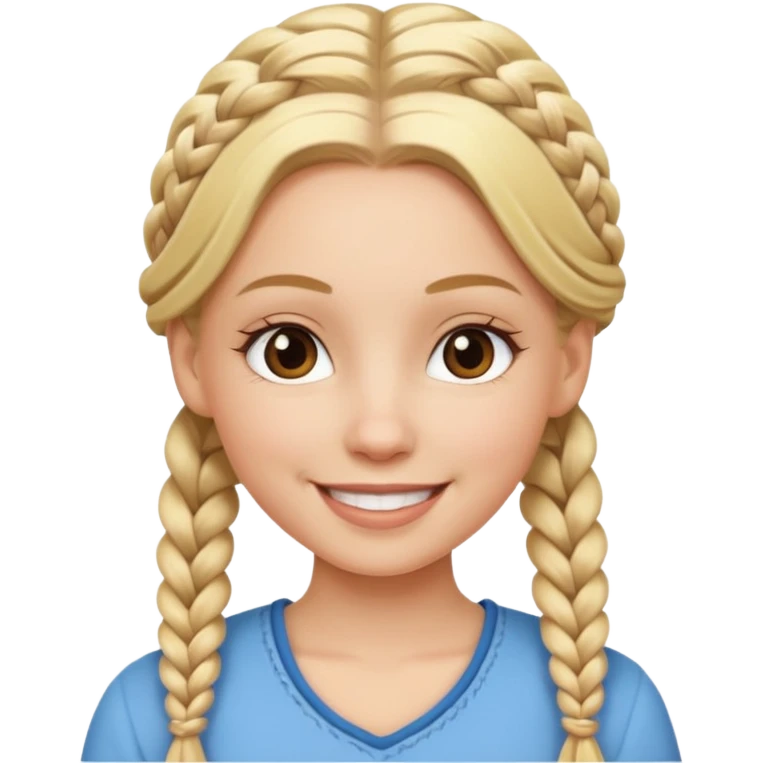 white girl with 10 blonde braids emoji