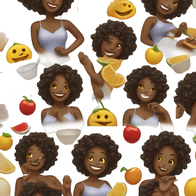Black woman enjoying with her passions emoji