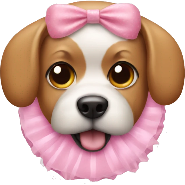 Dog in a pink tutu with a donut emoji