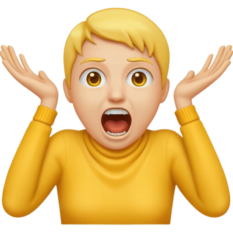 Hands around neck classic yellow emoji style screaming emoji