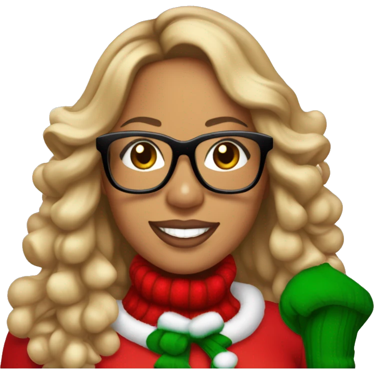 Mariah Carey wearing Christmas clothes and black glasses  emoji