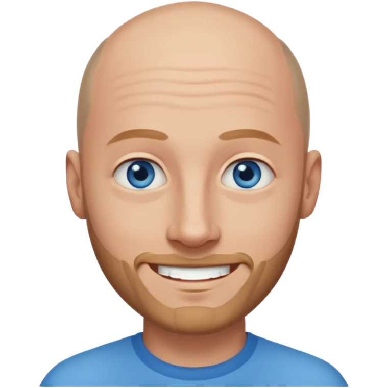 homme yeux bleus presque chauve et une barbe courte moins de chevaux et sourir emoji