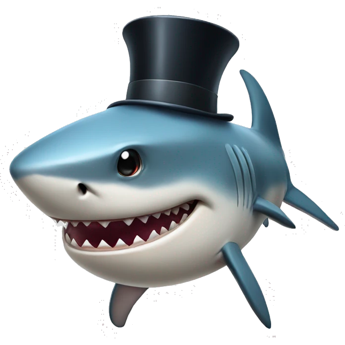 Shark with a top hat emoji