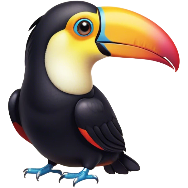 Cinematic Cute Toucan Portrait Emoji, Head tilted playfully and inquisitively, with a delightfully vibrant beak and round, sparkling eyes filled with tropical charm, Simplified yet irresistibly adorable features, highly detailed, glowing with a warm, inviting tropical glow, high shine, affectionate and lively, stylized with a touch of whimsical exotic flair, soft glowing outline, capturing the essence of a mischievous yet loving toucan that seems as if it could flutter out of the screen into your arms! emoji