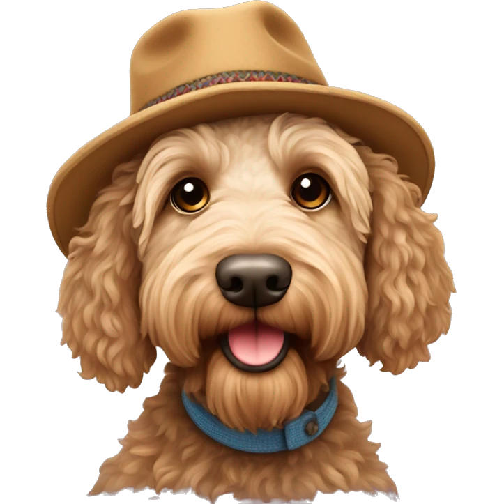 australian labradoodle with woolen hat emoji