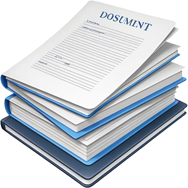 realistic stack of documents with title page emoji