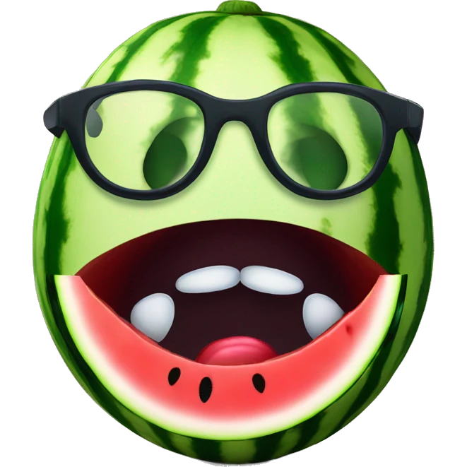 watermelon with eyes and spects and lips emoji