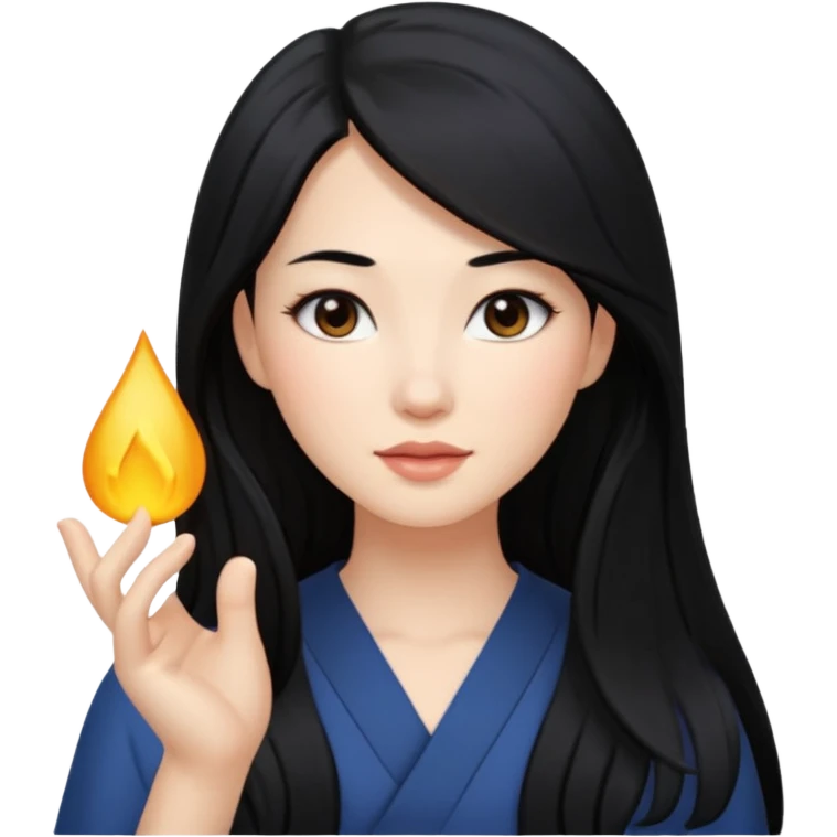 Que sea una mujer blanca pelo negro y largo y medio achinada emoji