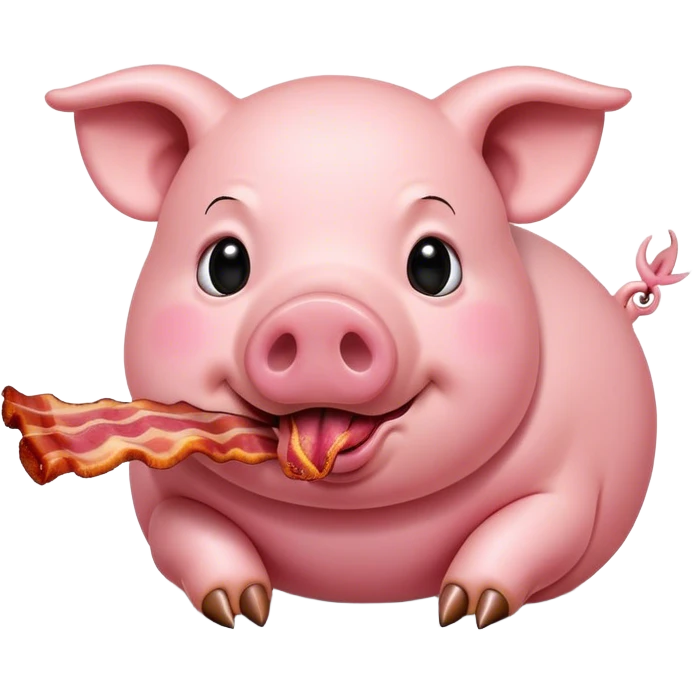 Pig eating bacon emoji