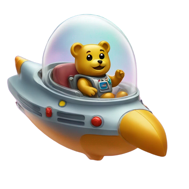 Gummy bear in a space ship emoji