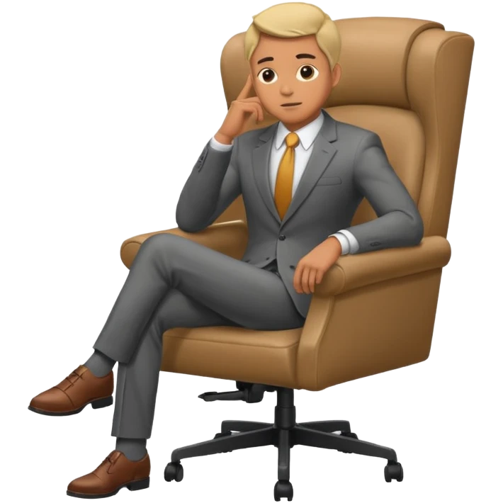 guy imitating thinker statue pose but with clothes and sitting in a office chair emoji