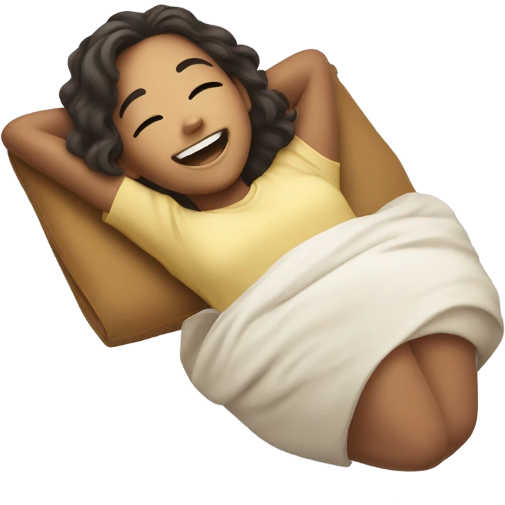 smiling girl lying on back emoji
