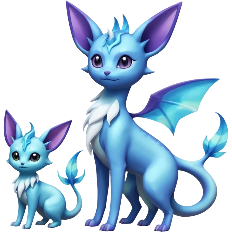 Shiny Nebulae Espeon-Lumineon-Vaporeon-Amaura-Glaceon-Dragonair-Fakémon-hybrid-creature (full body)  emoji