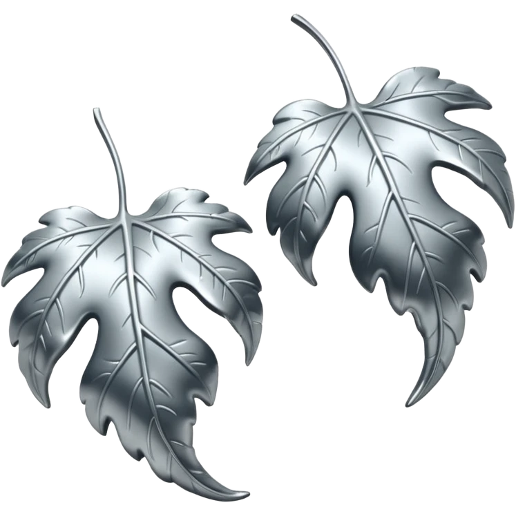 Falling 2 leaves made of silver  emoji