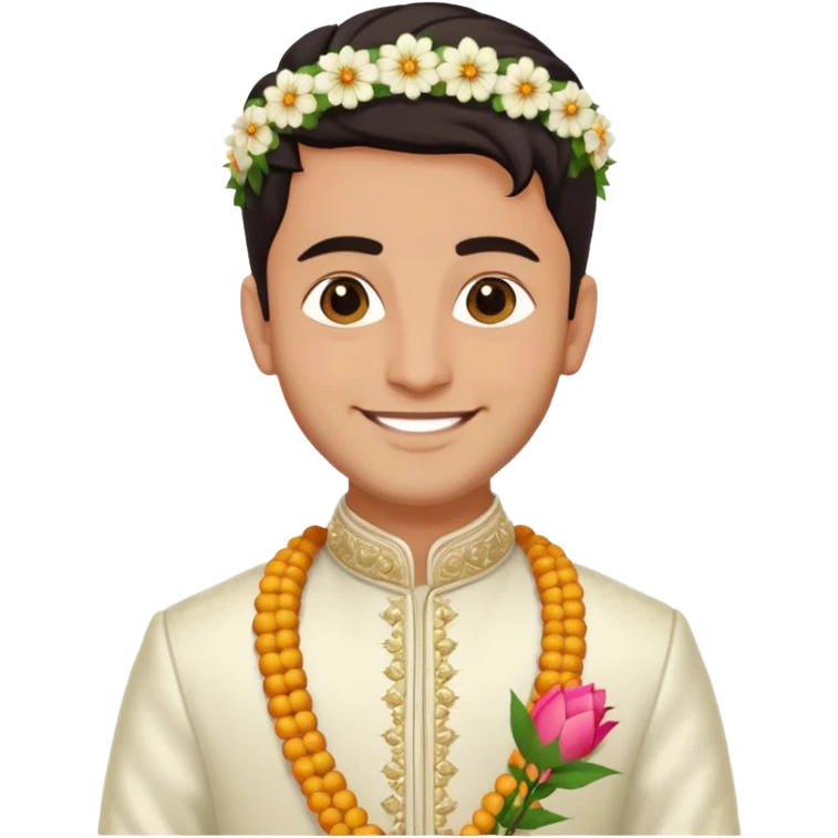 white indian groom holding garland emoji
