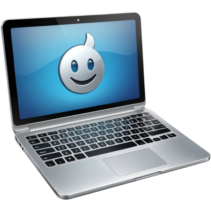 laptop with digital application running emoji