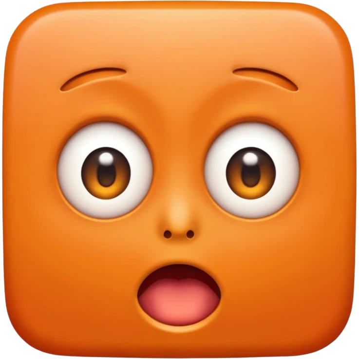 bright orange square emoji face with a very surprised expression emoji
