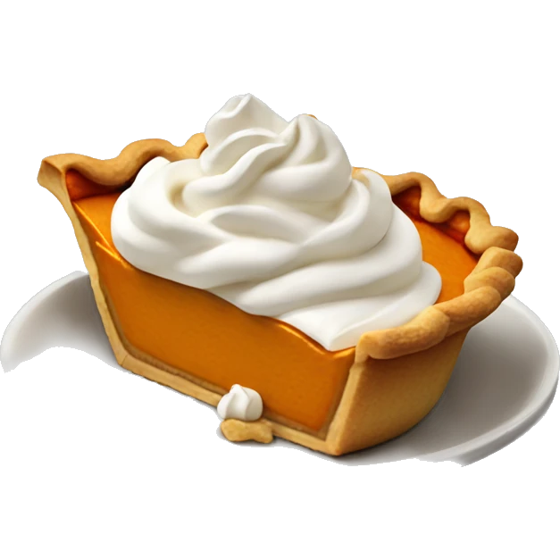 Realistic pumpkin pie with whipped cream emoji