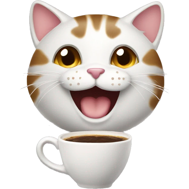 happy cat with coffee emoji
