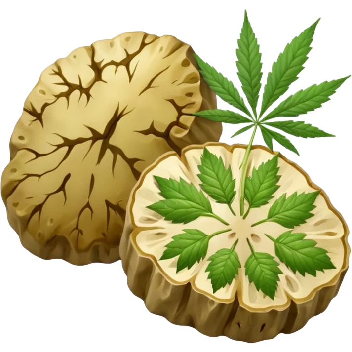 slices of white truffle with cannabis leaf emoji