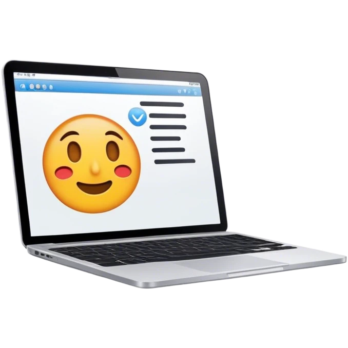 Laptop with writing on the screen emoji