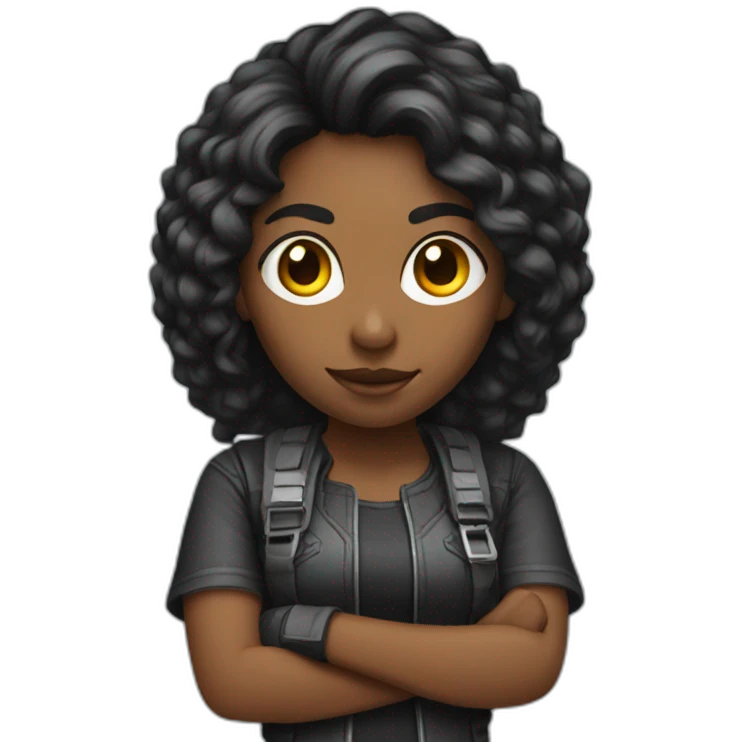 Gamer mujer pelo negro emoji