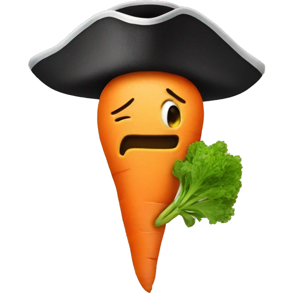 emoji with a pirate hat and big nose holding a carrot emoji