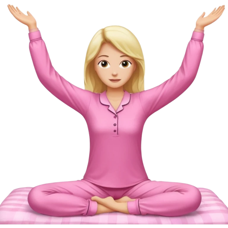 {
      "type": "human",
      "look": "pink pyjama lady, long sleeves, stretching arms",
      "description": "a woman in pink pyjamas stretching her arms after waking up"
    } emoji
