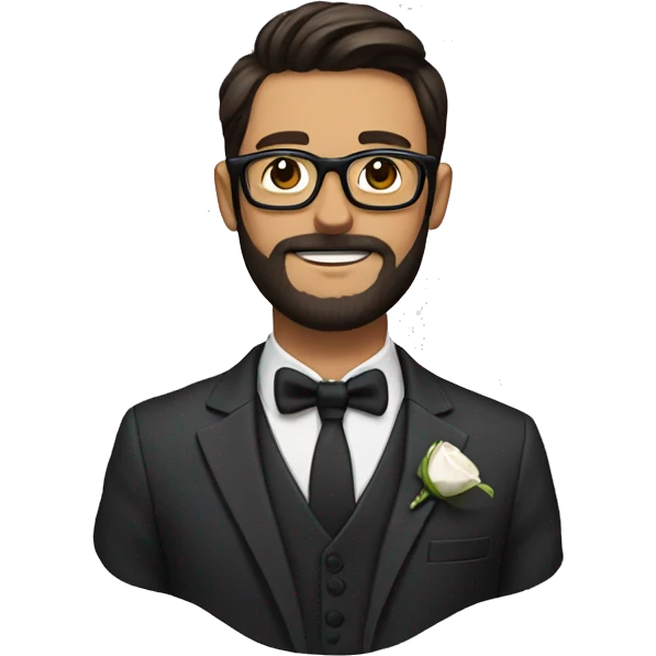 groom with glasses and dark brown hair and beard emoji
